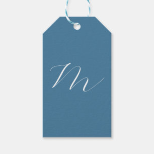 Monogramm Solid Blue Pastel Minimalistisch Berufli Geschenkanhänger
