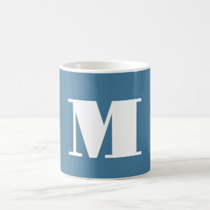 Monogramm Solid Blue Pastel Minimalistisch Berufli Kaffeetasse