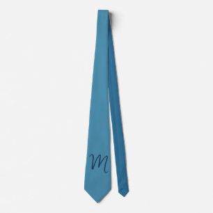Monogramm Solid Blue Pastel Minimalistisch Berufli Krawatte