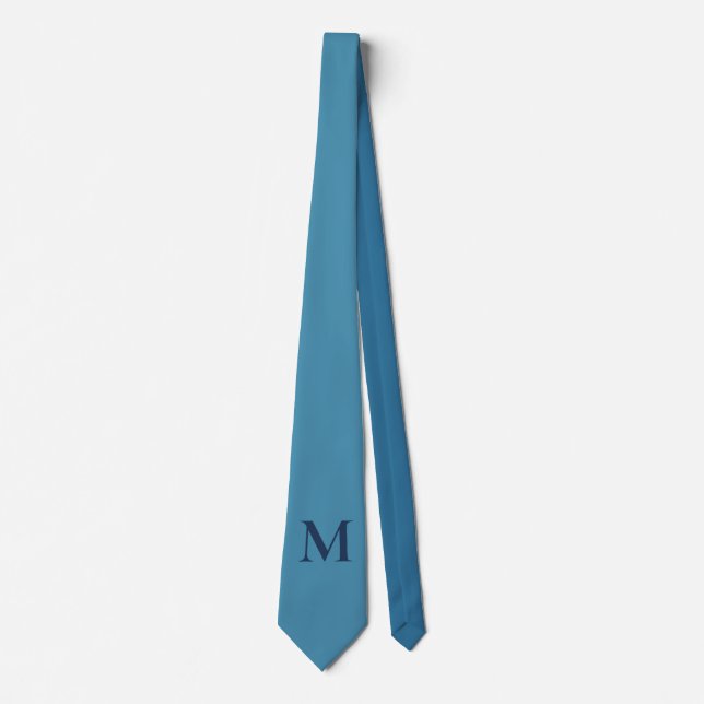 Monogramm Solid Blue Pastel Minimalistisch Berufli Krawatte (Vorderseite)