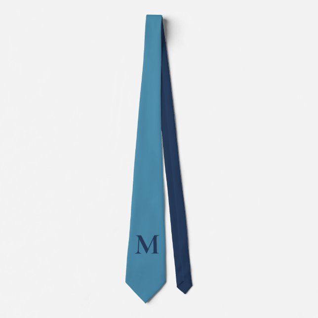 Monogramm Solid Blue Pastel Minimalistisch Berufli Krawatte (Vorderseite)