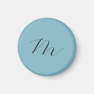 Monogramm Solid Blue Pastel Minimalistisch Berufli Magnet