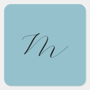 Monogramm Solid Blue Pastel Minimalistisch Berufli Quadratischer Aufkleber