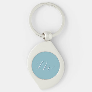 Monogramm Solid Blue Pastel Minimalistisch Berufli Schlüsselanhänger