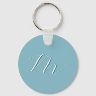 Monogramm Solid Blue Pastel Minimalistisch Berufli Schlüsselanhänger