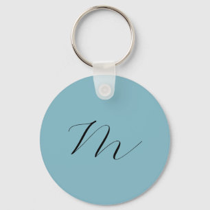 Monogramm Solid Blue Pastel Minimalistisch Berufli Schlüsselanhänger