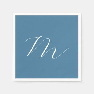 Monogramm Solid Blue Pastel Minimalistisch Berufli Serviette