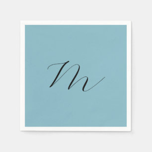 Monogramm Solid Blue Pastel Minimalistisch Berufli Serviette