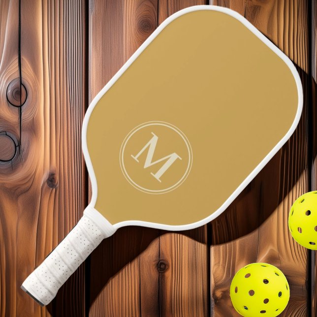 Monogramm Solid Sand Sunrise Farbe Mitte des Jahrh Pickleball Schläger (Von Creator hochgeladen)