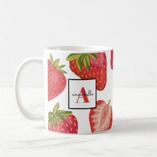 Monogramm Sommer Erdbeere Kaffeetasse