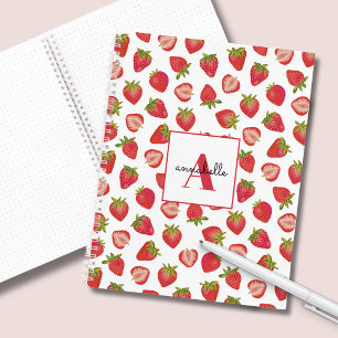 Monogramm Sommer-Erdbeere Personalisiert Notizbuch
