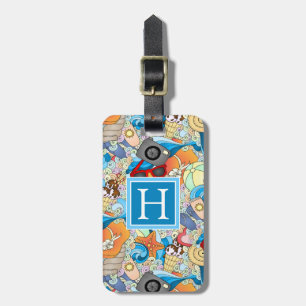 Monogramm-Sommer-Spaß-Muster Gepäckanhänger