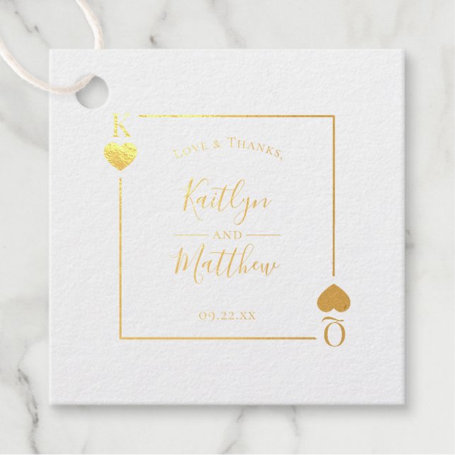 Monogramm Spielkarte Hochzeitsgold Geschenkanhänger (Vorderseite)