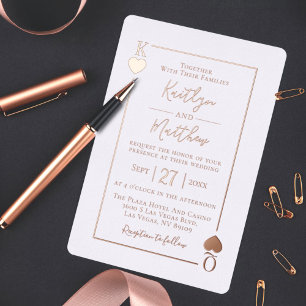 Monogramm Spielkarten Hochzeit echtes Rosen Gold F Folieneinladung