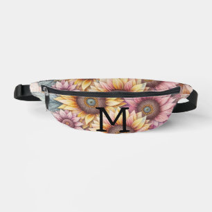 Monogramm-Spitze floral rosa gelb orange Sonnenblu Bauchtasche