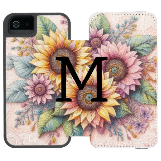 Monogramm-Spitze floral rosa gelb orange Sonnenblu Incipio Watson™ iPhone 5 Geldbörsen Hülle