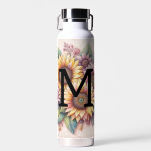 Monogramm-Spitze floral rosa gelb orange Sonnenblu Trinkflasche