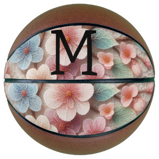 Monogramm-Spitze floral rosa pastell Kirschblüte Basketball