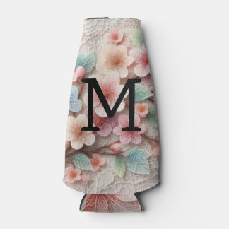 Monogramm-Spitze floral rosa pastell Kirschblüte Flaschenkühler