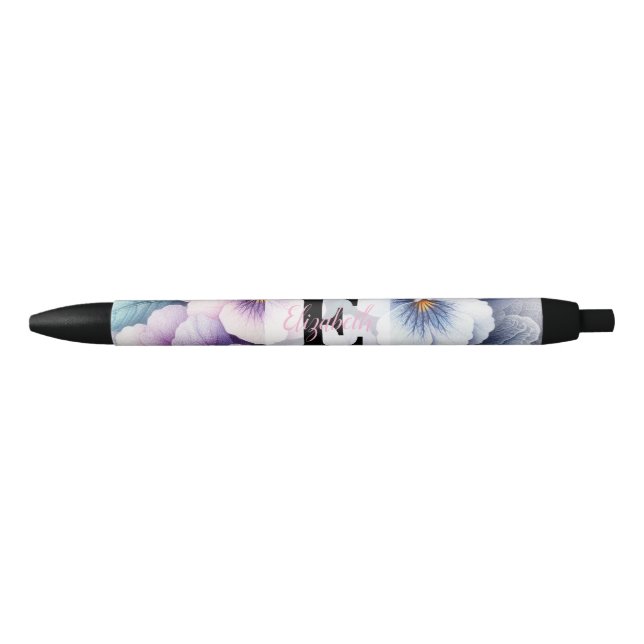 Monogramm-Spitze floral rosa violette Stiefmütterc Kugelschreiber (Vorderseite)