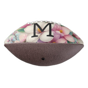 Monogramm-Spitze rosa violette Magnolienblüten  Football