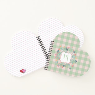 Monogramm   Spring Green Buffalo Kariert Notizbuch