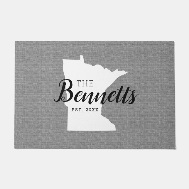 Monogramm-Staat der Minnesota-Familie Doormat Fußmatte (Vorderseite)