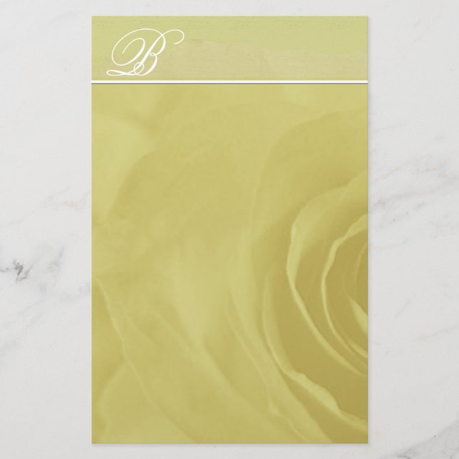 Monogramm-Stationerie verblasste Rose auf Kalkgrün Briefpapier (Vorderseite)