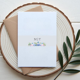Monogramm Staubblau Hortensien Blumen Hochzeit Einladungsbanderole