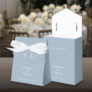 Monogramm Staubblau und Goldene Hochzeit Geschenkschachtel