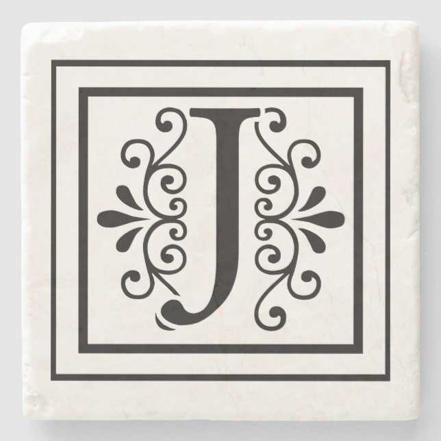 Monogramm-Stein-Untersetzer des Buchstabe-J Steinuntersetzer (Vorderseite)