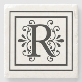 Monogramm-Stein-Untersetzer des Buchstabe-R Steinuntersetzer