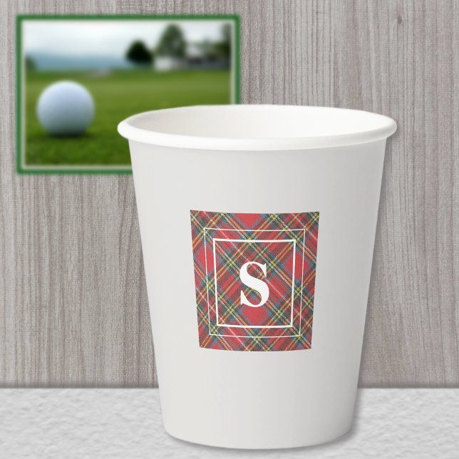 Monogramm, Stewart Tartan Muster, 8oz-Papierups Pappbecher (Von Creator hochgeladen)