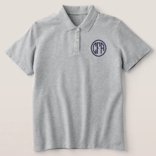 Monogramm Stickerei Blockschrift Navyblau Grau