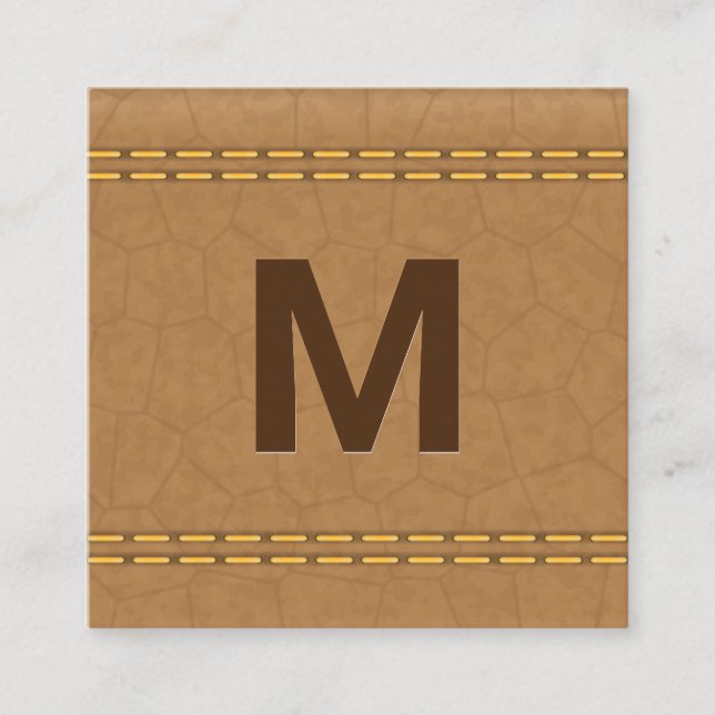 Monogramm | Stielleder Quadratische Visitenkarte (Vorderseite)