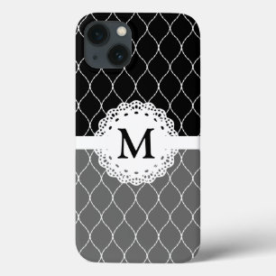 Monogramm - Stilvolles Schwarz-Weiß-Spitzen-Muster title_seo2