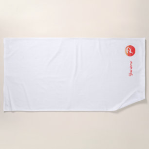 Monogramm Strandtuch mit orangem wellenförmigem Bu