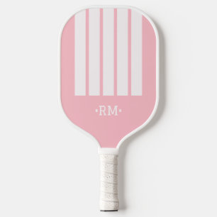 Monogramm-Streifen Bold Moderne Mädchenhaft Rosa Pickleball Schläger