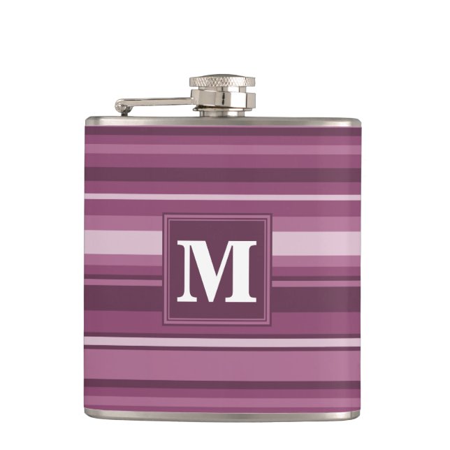 Monogramm-Streifen Flachmann (Vorderseite)