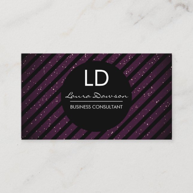 Monogramm-Streifen für den lila Glitzer Visitenkarte (Vorderseite)