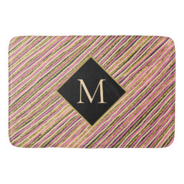 Monogramm-Streifen für modernen Gold-Glitzer Badematte