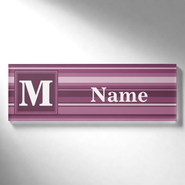 Monogramm-Streifen Namenschild (Vorderseite)
