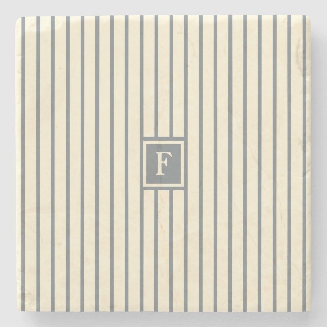 Monogramm Streifen Steinuntersetzer (Vorderseite)