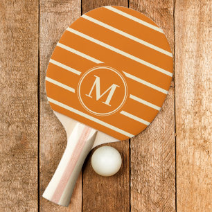 Monogramm Streifen Warm Citrus Farbe Tischtennis Schläger