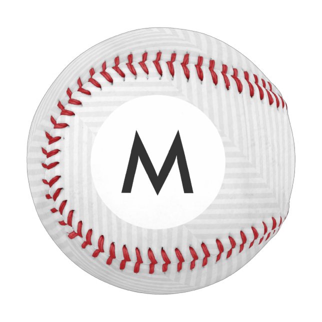 Monogramm-Streifenmuster-Papierhintergrund Baseball (Vorderseite Links)