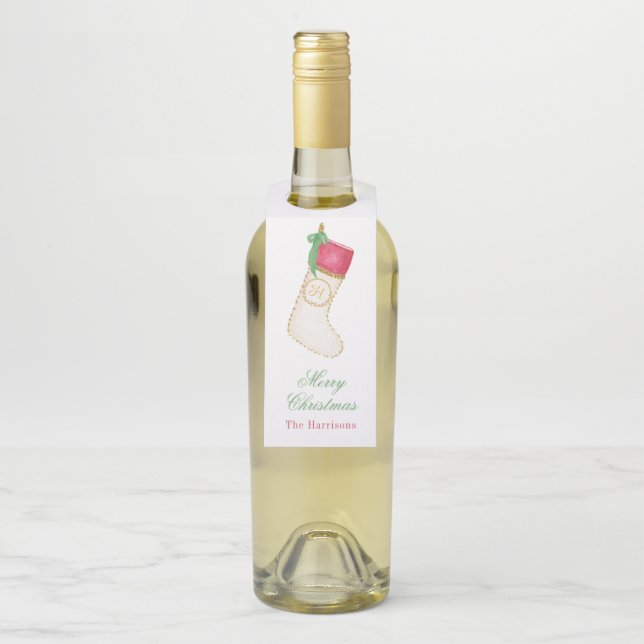Monogramm-Strumpf für Aquarellfarben Personalisier Flaschenanhänger (Auf Flasche)