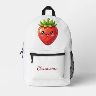 Monogramm süße Erdbeere kawaii Bedruckter Rucksack