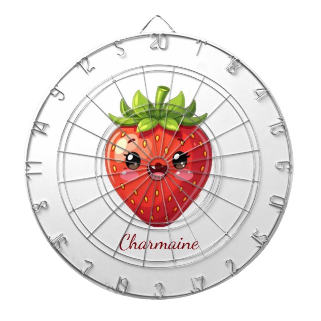 Monogramm süße Erdbeere kawaii Dartscheibe (vorne)