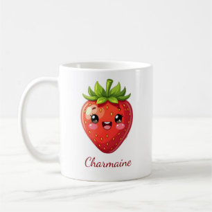 Monogramm süße Erdbeere kawaii Kaffeetasse