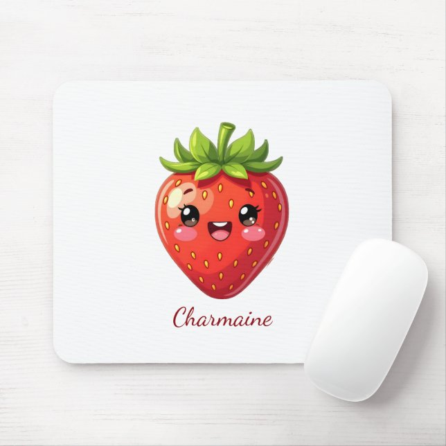 Monogramm süße Erdbeere kawaii Mousepad (Mit Mouse)